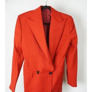 Isaia Solid Cherry Red Peak Lapel Wool Womens Blazer Sz 40R BRAND NEW